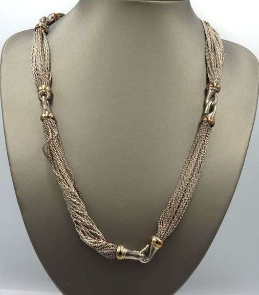 Tiffany & CO silver and gold multi strand necklace