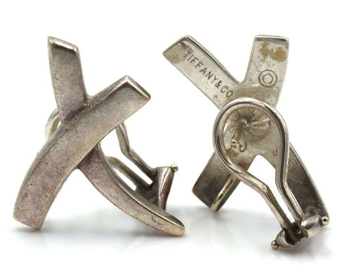 Tiffany&CO 925 Sterling Silver Paloma Picasso Love X Kiss Stud Earrings