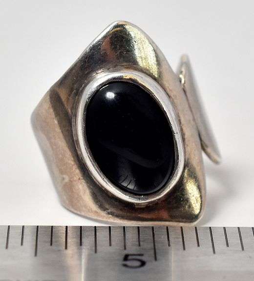 Black Onyx Gemstone Ring in Sterling Silver