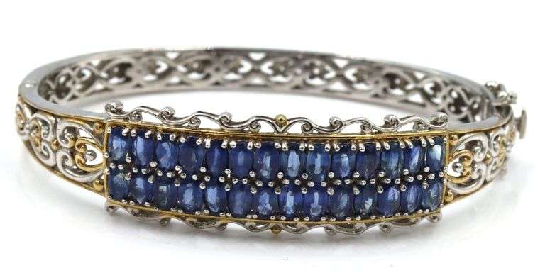 Viontage 925 Sterling Silver Michael Valiti Auamarine Bangle