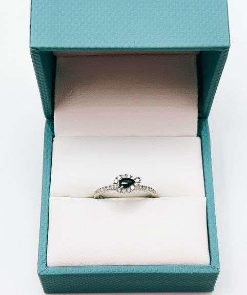 14kt Solid White Gold, Sapphire, & Diamond Ring