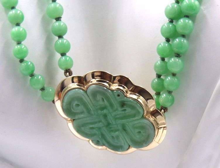 Double strand Green Jade necklace