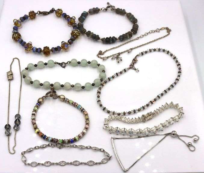 Group lot of 8 vintage 925 sterling silver bracelets