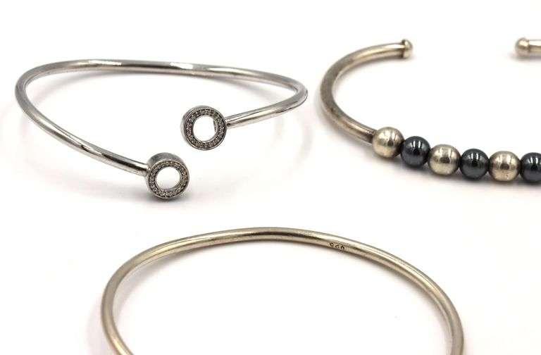 Group lot of 5 cuff bangles in 925 sterling silver