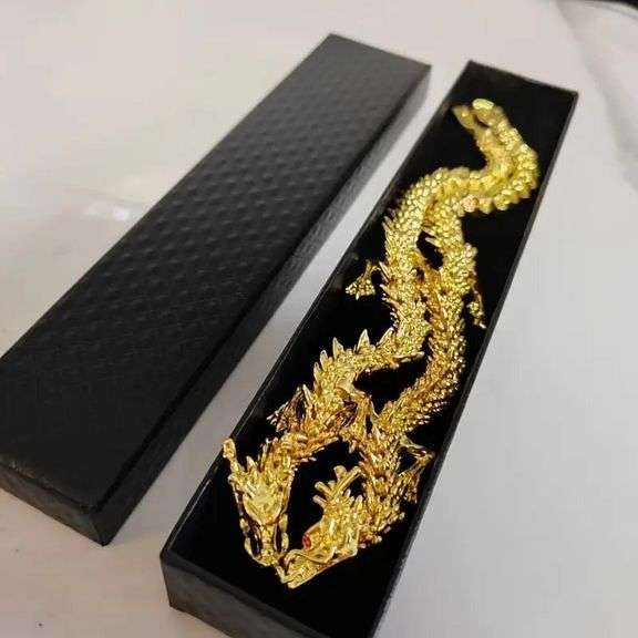 Lot of 2 Articulated Golden Brass Dragons