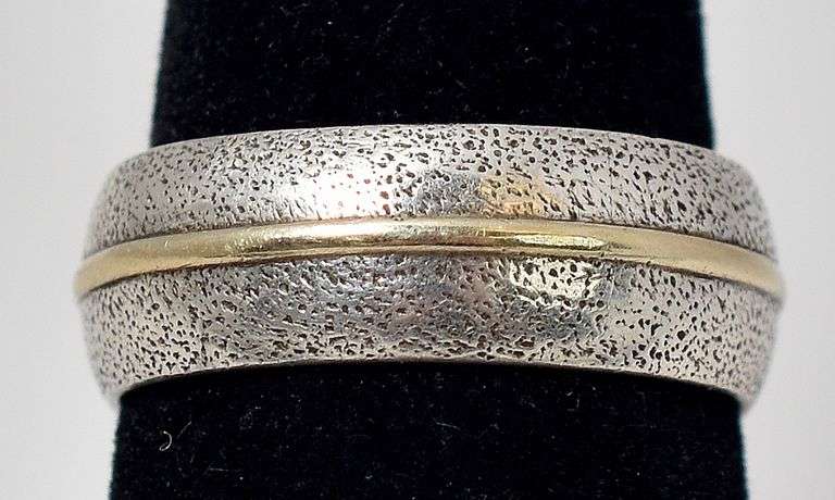 Sterling Silver Band Ring with 14K Yellow Gold Plating