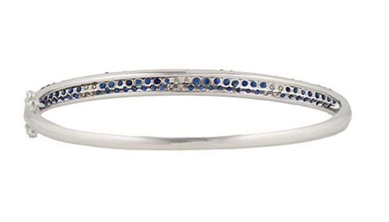 2.70ctw Pave Sapphire and 0.36ctw Diamond Bangle Bracelet in 14K