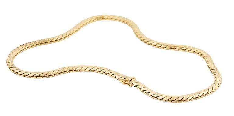 Polished 5.0MM Half Round Link Necklace in 18K