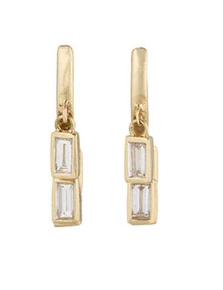 New 0.53ctw Baguette Diamond Bezel Set Shaker Drop Earrings in 14K
