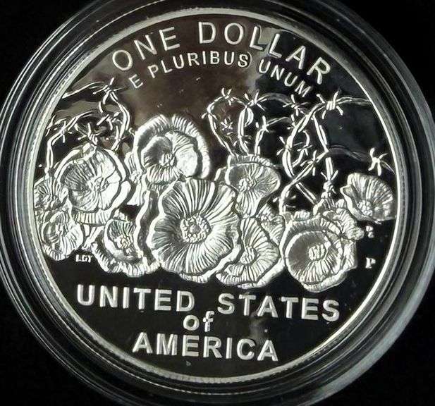 2018 World War One Centennial Silver Dollar With Box & Papers
