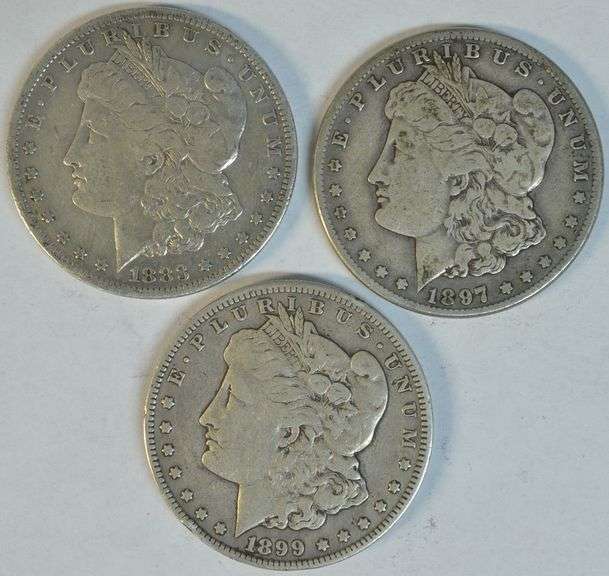 3 Better date 'S' Mint Morgan Silver Dollars: 1883-S, 1897-S, & 1899-S