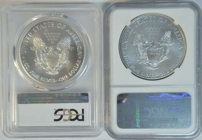 2015 (NGC First Releases) & 2017-(P) PCGS $1 Silver Eagles. MS69