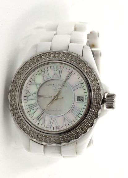 Swiss Legend Karamica white ceramic diamond quartz watch