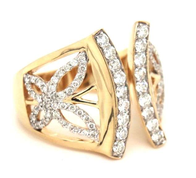 14kt Yellow gold 0.96ctw open art butterfly diamond ring