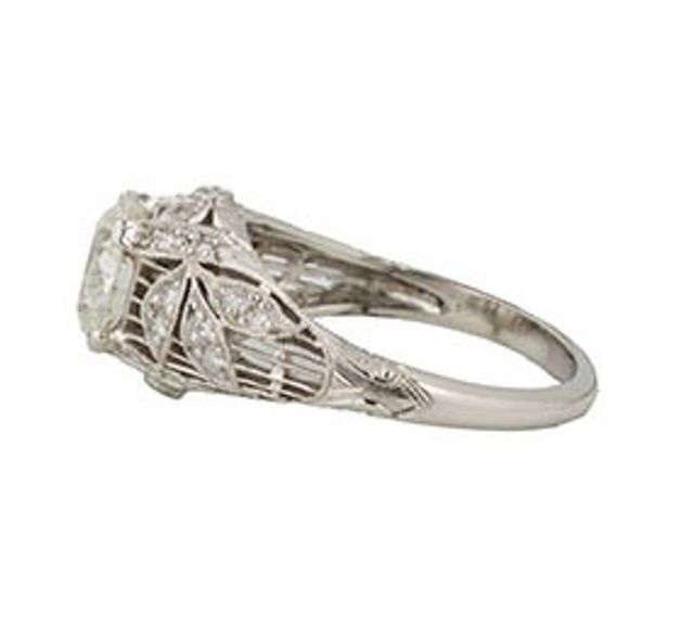 2.11ctw European and Round Diamond Vintage Inspired Engagement Ring in Platinum