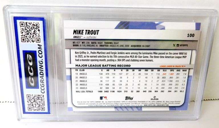 Mike Trout Topps Baseball Card, 10 Gem Mint