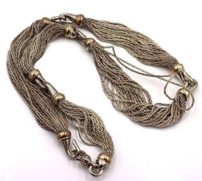 Tiffany & CO silver and gold multi strand necklace