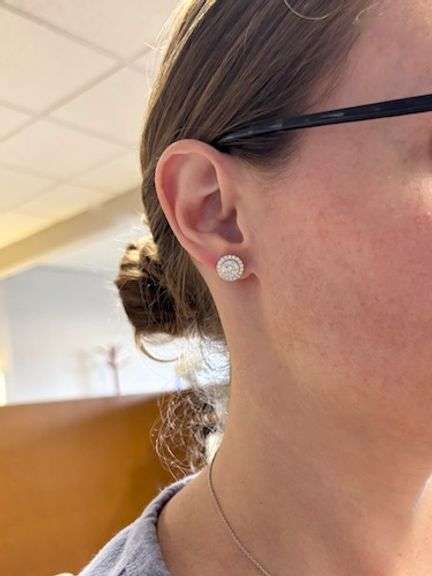 1.10CTW Diamond Cluster Stud Earrings