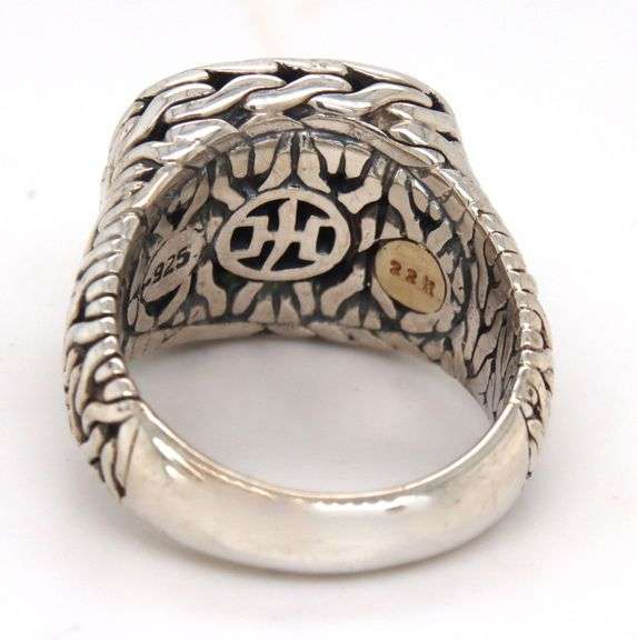John Hardy two tone classic chain Palu Signet ring