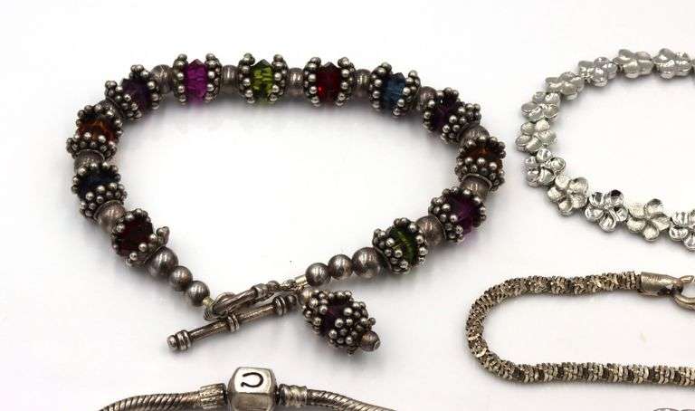 Group lot of 7 vintage 925 sterling silver bracelets