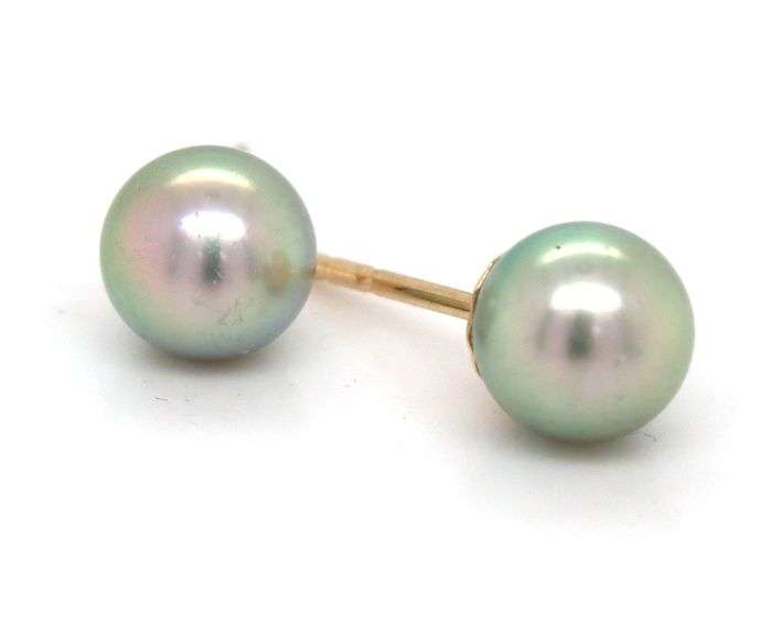 14kt Yellow gold 6.5mm pearl stud earrings