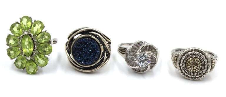 Group lot of 4 Vintage 925 sterling silver rings