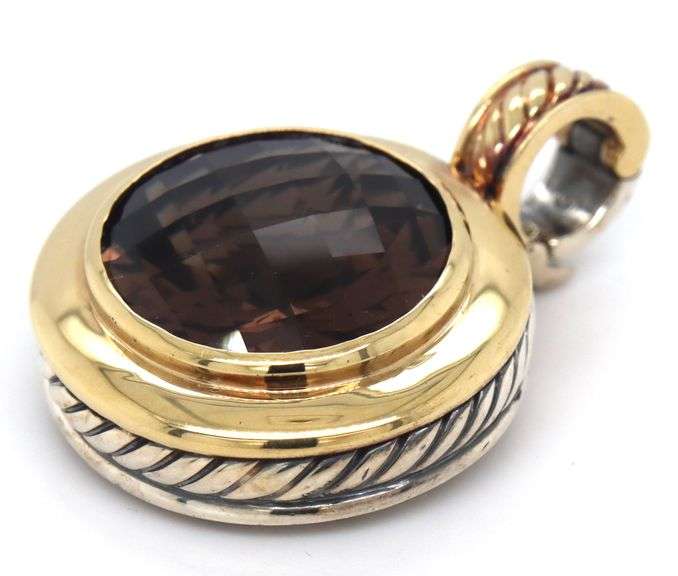 David Yurman Cerise smokey quartz round pendant