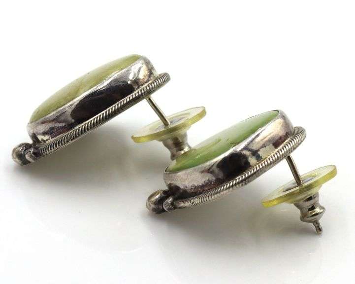 Roie Jaque 925 Sterling Silver Green Turquoise Earrings