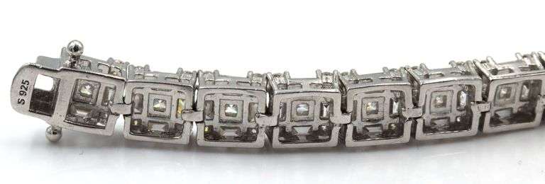 Lot of 2 925 sterling silver cubic zirconia bracelets