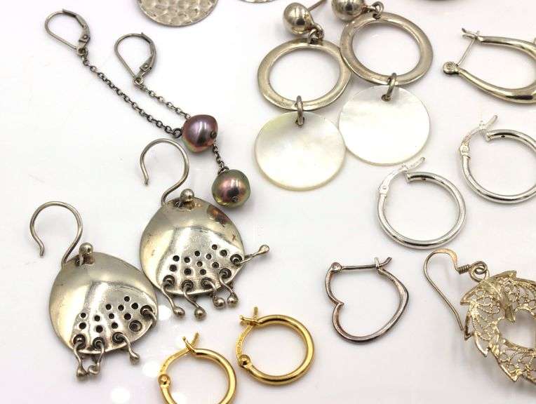 Vintage 925 sterling silver group lot of earrings