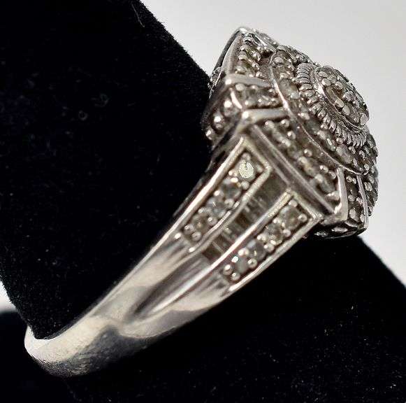 Sterling Silver Diamond Cluster Ring