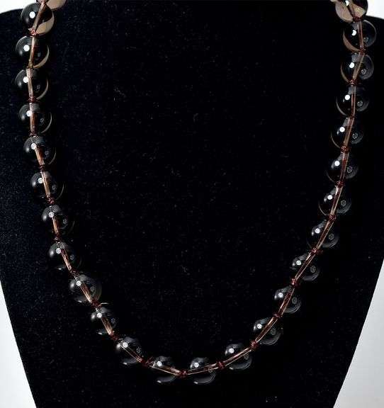 Marvelous Smokey Quartz Gemstone Necklace with a 14K Yellow Gold Clasp