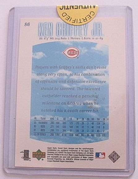 2002 UPPER DECK KEN GRIFFEY JR. GEM COLLECTION 1 OF 1 CARD