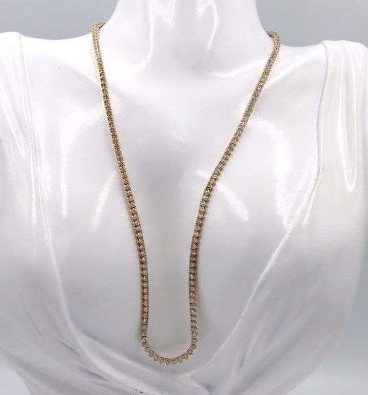 14kt Yellow gold approximate 4ctw 3 prong set diamond tennis necklace