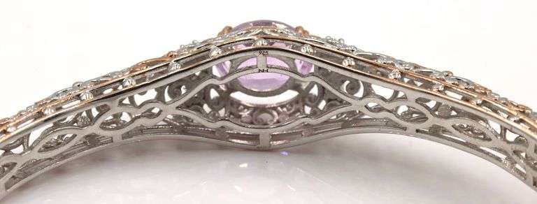 Gems En Voque 925 sterling silver Kunzite Cuff Bracelet