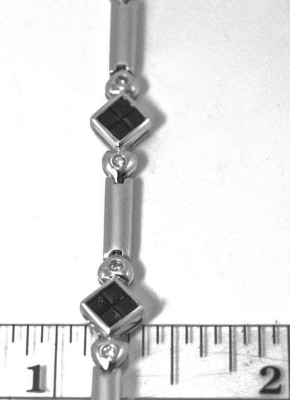 Modern 14K White Gold Sapphire & Diamond Bracelet