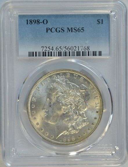 Super white Gem BU 1898-O Morgan Silver Dollar. PCGS MS65
