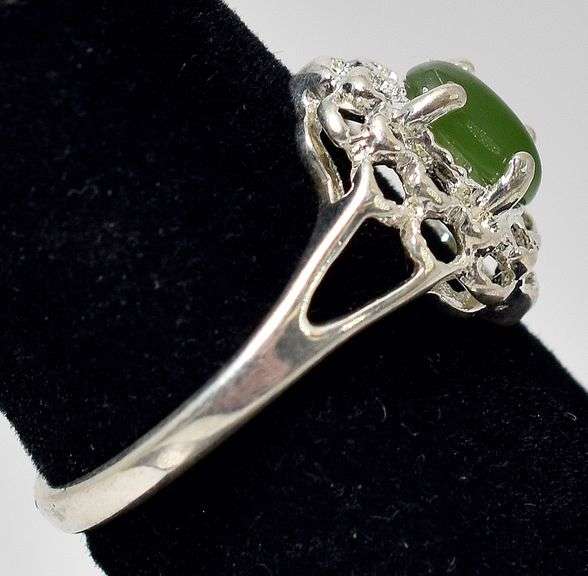 Green Gemstone Ring in Sterling Silver
