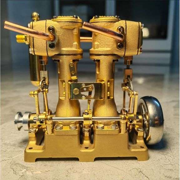 Vintage Style Twin-Cylinder Steam Engine