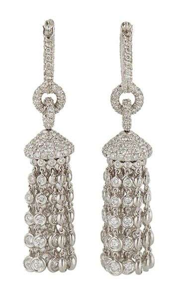 5.00ctw Diamond Pave and Bezel Set Tassel Dangle Earrings in Platinum