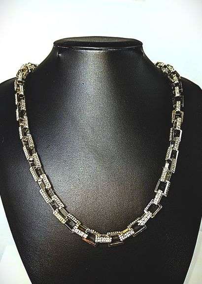 Huge 65.8 Gram 14 Kt White Gold Plated Rolo Box Link Necklace