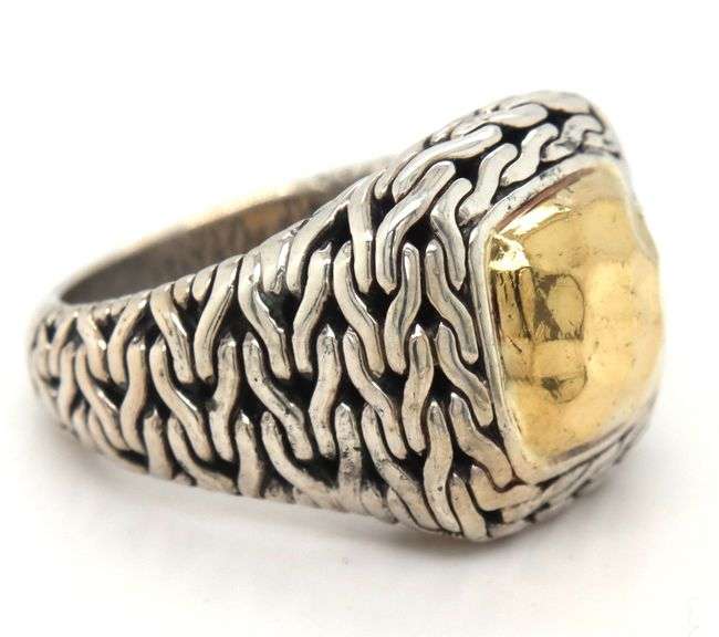 John Hardy two tone classic chain Palu Signet ring