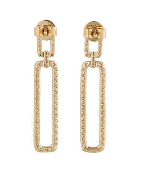 New 0.68ctw Diamond Geometric Rectangle Dangle Earrings in 14K