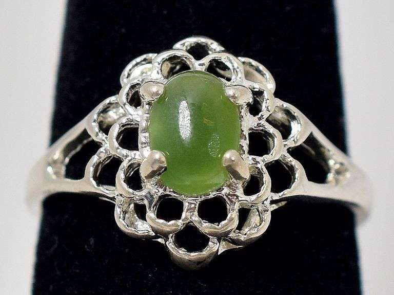 Green Gemstone Ring in Sterling Silver