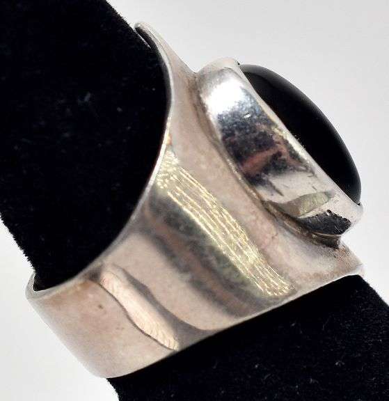 Black Onyx Gemstone Ring in Sterling Silver