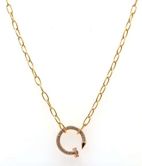 Gold plated crystal nail pendant on chain