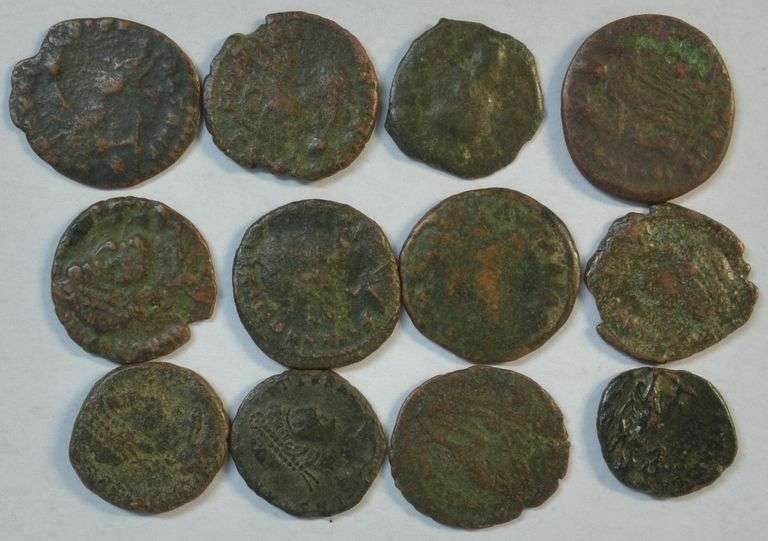 Lot of 12 assorted Constantine the Great Roman Bronzes, 334 AD.