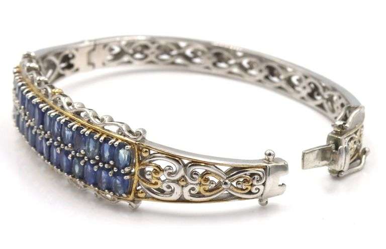 Viontage 925 Sterling Silver Michael Valiti Auamarine Bangle