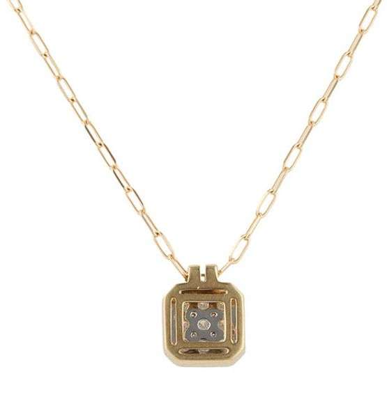 New Frederic Sage 0.47ctw Diamond Cluster Cushion Shaped Pendant Necklace in 14K