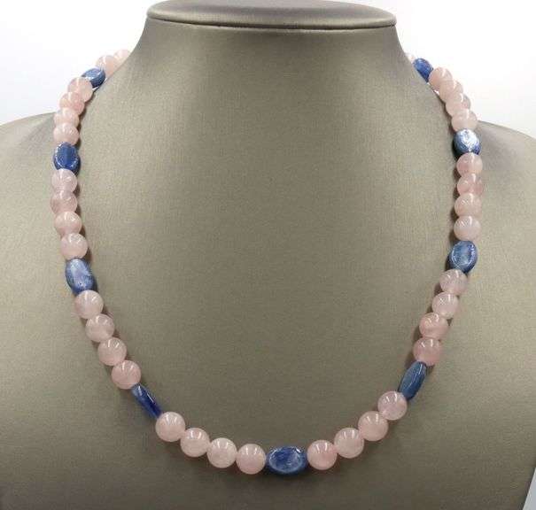 Jay king rose quartz and blue stone beaded necklace